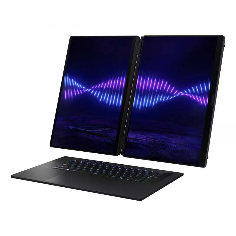 ASUS ROG Zephyrus Duo GX651AX-SR005X Intel Core Ultra 9 386H Hybrid (2-in-1) 40.6 cm (16 inch) Touchscreen WQXGA+ 64 GB LPDDR5x-SDRAM 2 TB SSD NVIDIA GeForce RTX 5090 Wi-Fi 7 (802.11be) Windows 11 Pro pelēka