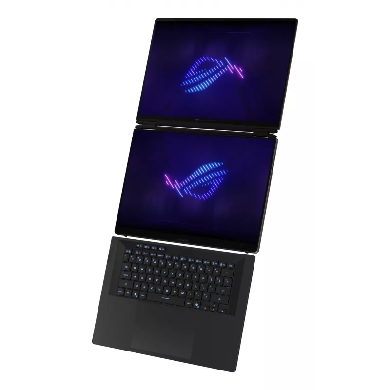 ASUS ROG Zephyrus Duo GX651AX-SR005X Intel Core Ultra 9 386H Hybrid (2-in-1) 40.6 cm (16 inch) Touchscreen WQXGA+ 64 GB LPDDR5x-SDRAM 2 TB SSD NVIDIA GeForce RTX 5090 Wi-Fi 7 (802.11be) Windows 11 Pro pelēka