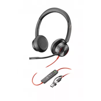 HP Poly Melnswire 8225 Stereo USB-C Headset +USB-C/A Adapter
