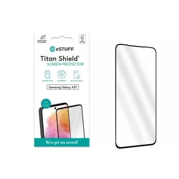eSTUFF Samsung Galaxy A37 pilna pārklājuma ekrāna aizsargs. Titan Shield caurspīdīgs ekrāna aizsargs, 1 gab.