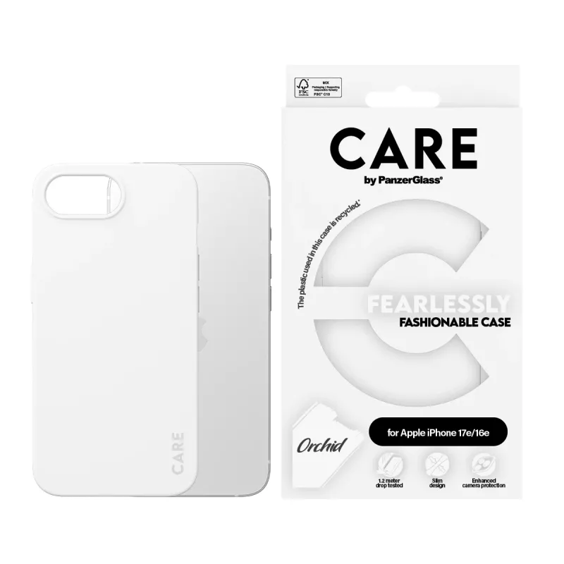 PanzerGlass CARE™ by ® Case balta Orchid iPhone 17e | 16e, Vāciņš, Apple - iPhone 16e, Apple - iPhone 17e, Balta