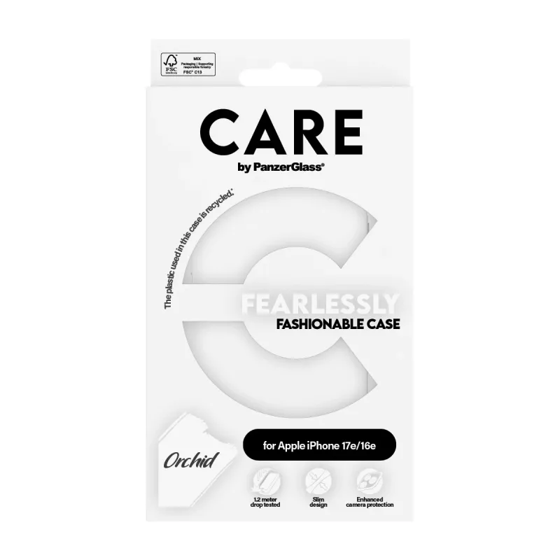 PanzerGlass CARE™ by ® Case balta Orchid iPhone 17e | 16e, Vāciņš, Apple - iPhone 16e, Apple - iPhone 17e, Balta