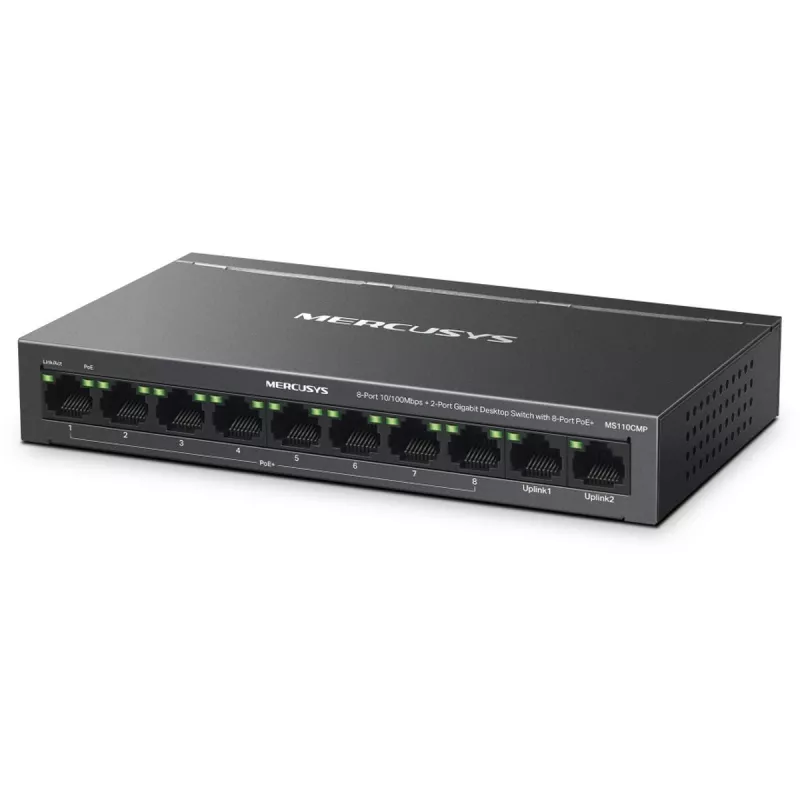 Mercusys MS110CP tīkla komutators ar PoE atbalstu, melns