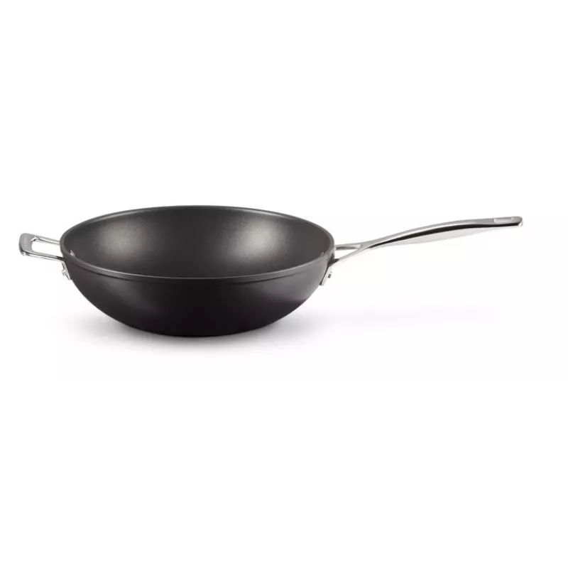 Le Creuset Toughened Non-Stick maisīšanas wokpanna 30 cm melna/sudraba