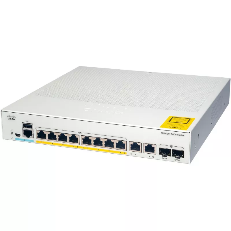 Cisco - Catalyst 1000-8T-2G-L - slēdzis - pārvaldāms - 8 x 10/100/1000 + 2 x Combo Gigabit SFP (augšupsaite)
