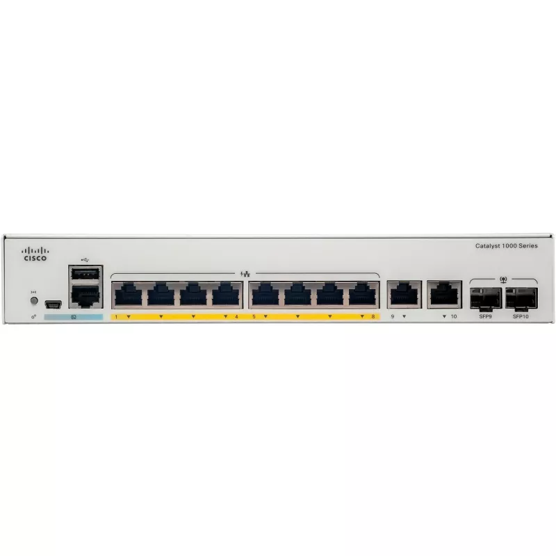 Cisco - Catalyst 1000-8T-2G-L - slēdzis - pārvaldāms - 8 x 10/100/1000 + 2 x Combo Gigabit SFP (augšupsaite)
