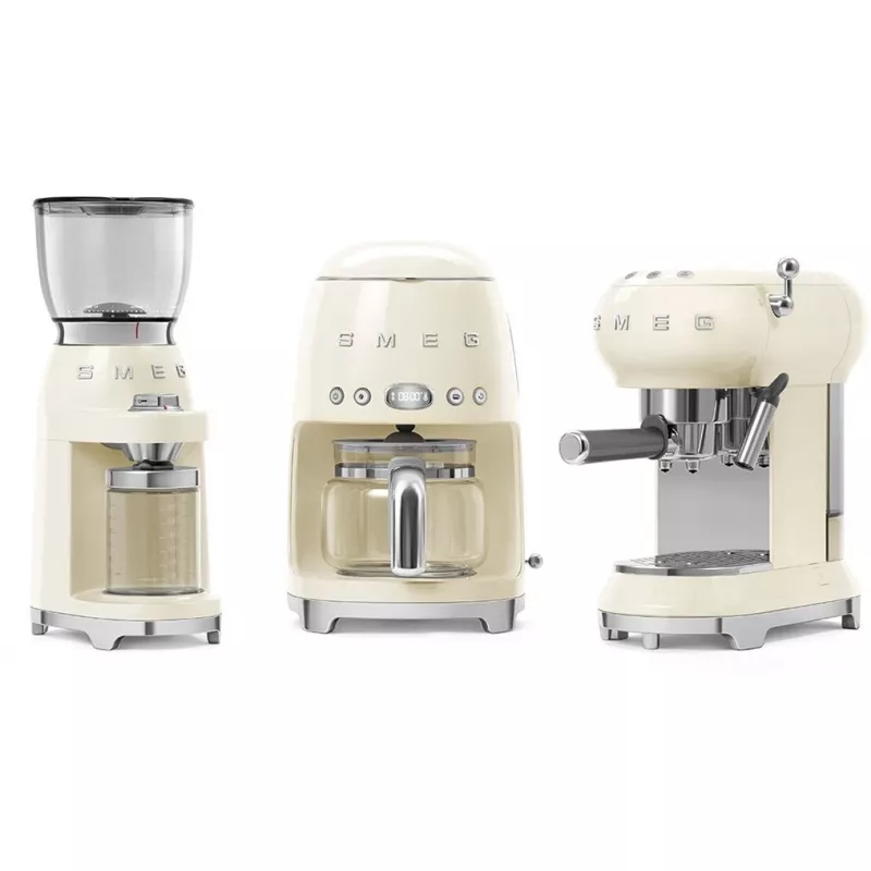 Smeg CGF11CREU kafijas dzirnaviņas 50. gadu stilā krēmkrāsā