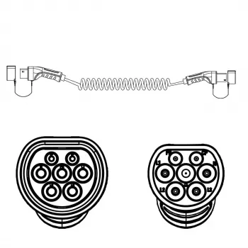 ROLINE E-Auto Ladekabel Typ2, 3-phasig, 480VAC (3P+N+E), 16 A, 11 kW, Spiralkabel, 3 m (19.08.0043)