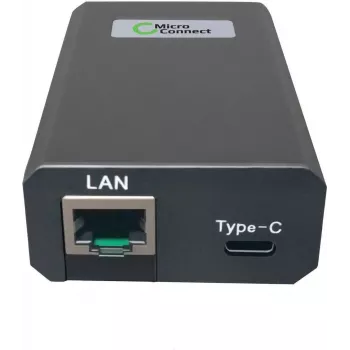 Microconnect POEINJ-25W-USBC - Gigabit Ethernet - 1000 Mbit/s - IEEE 802.3, IEEE 802.3ab, IEEE 802.3u - Cat5, Cat5e, Cat6, Cat6a - 100 m - melns (POEINJ-25W-USBC)