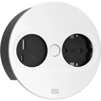 BACHMANN TWIST2 1xCEE7/3 1xUSB A/C 22W Rund weiss 0,2m Mit ISV-Stecker (BM0010998)
