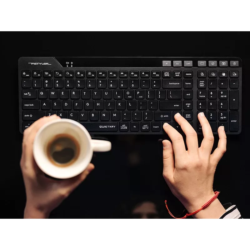 A4Tech Fstyler FBK27C bezvadu mehāniskā spēļu tastatūra, melna