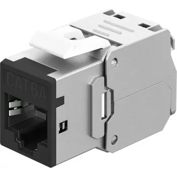 Goobay Keystone-Module RJ45 CAT 6A, STP, plāns, melns (77943)