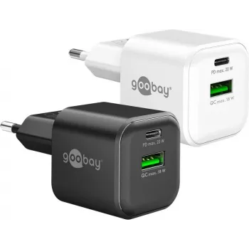 Goobay 20 W USB-C PD GaN divportu ātrais lādētājs Nano melns (79620)