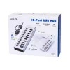 USB 3.2 Gen1 10 portu centrmezgls USB-A/C, ieslēgšanas/izslēgšanas slēdzis