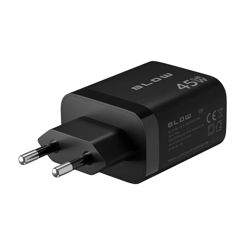 Sienas lādētājs USB-A USB-C PD 45W + kabelis