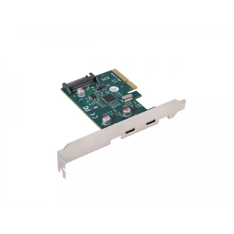 Tīkla karte PCI Express x1 -> 2x USB-C 3.2 Gen 2x1 LED Low Profile