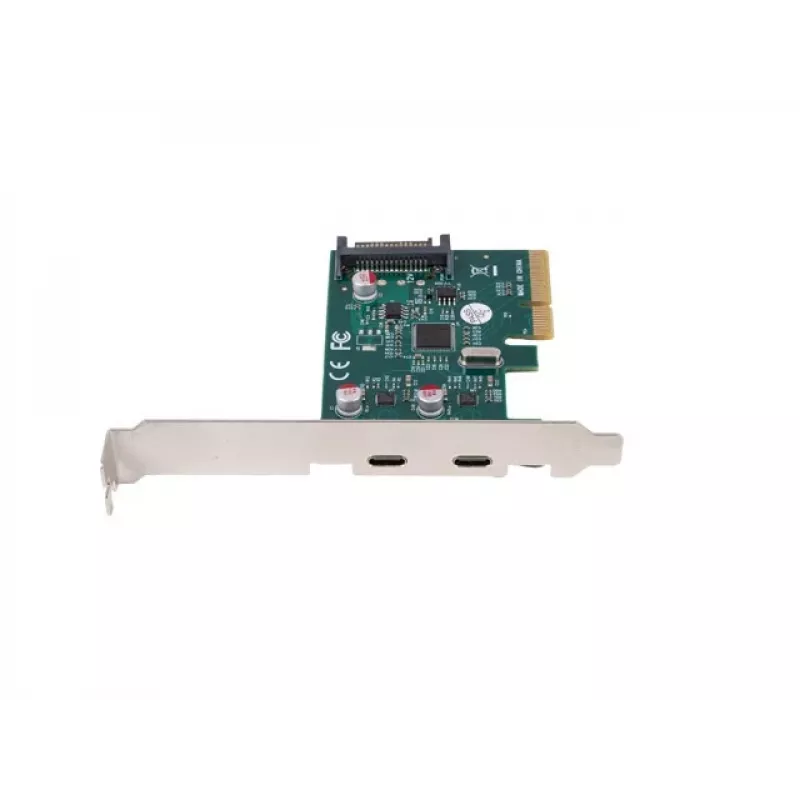 Tīkla karte PCI Express x1 -> 2x USB-C 3.2 Gen 2x1 LED Low Profile