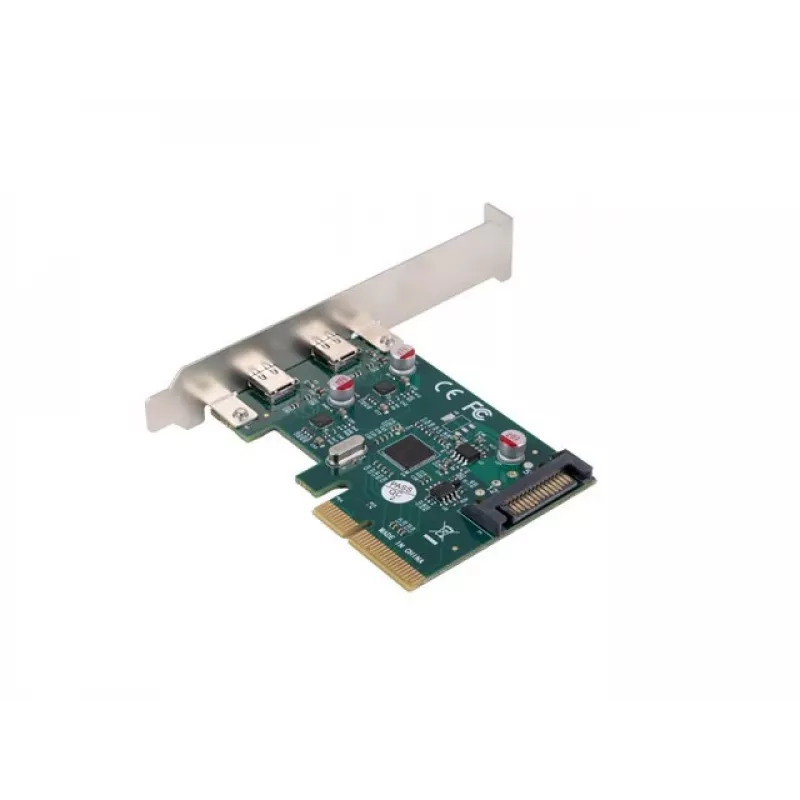 Tīkla karte PCI Express x1 -> 2x USB-C 3.2 Gen 2x1 LED Low Profile