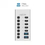 USB 3.2 Gen1 7 portu centrmezgls USB-A/C, ieslēgšanas/izslēgšanas slēdzis