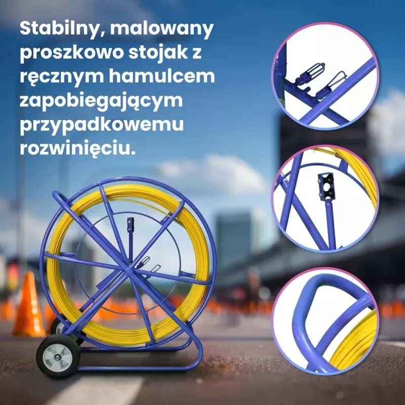 Extralink kabeļu ievilkšanas stienis Pilot 10mm 150m stikla šķiedra FRP, diam. 10mm, gar. 150m, dzeltens