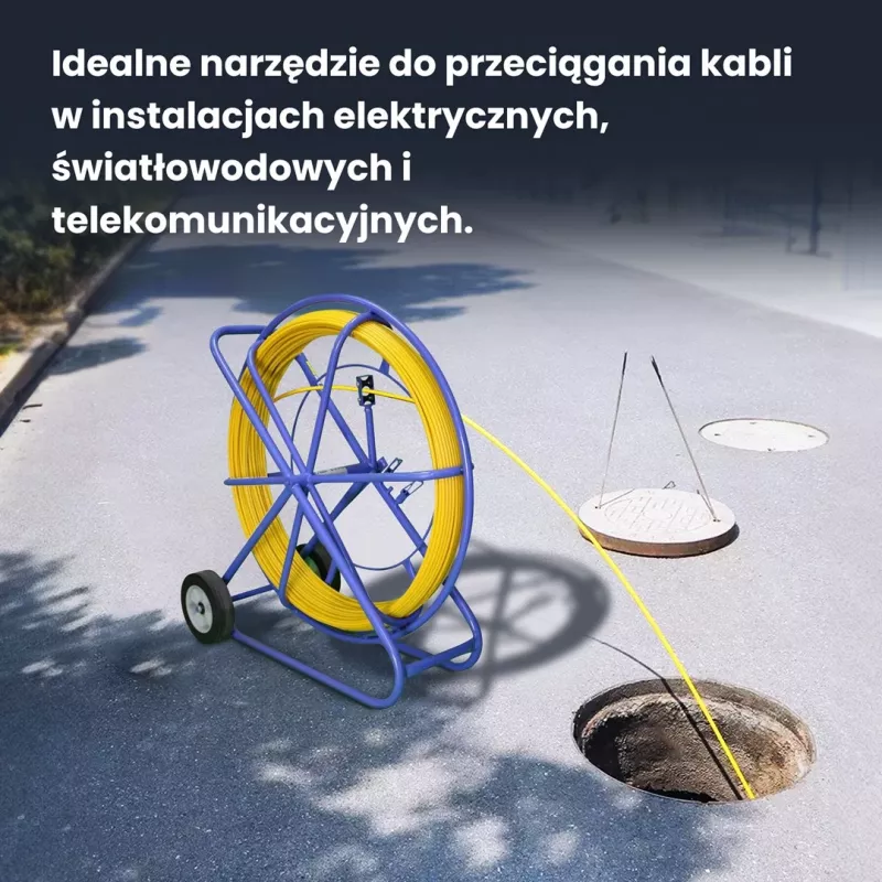 Extralink kabeļu ievilkšanas stienis Pilot 10mm 150m stikla šķiedra FRP, diam. 10mm, gar. 150m, dzeltens