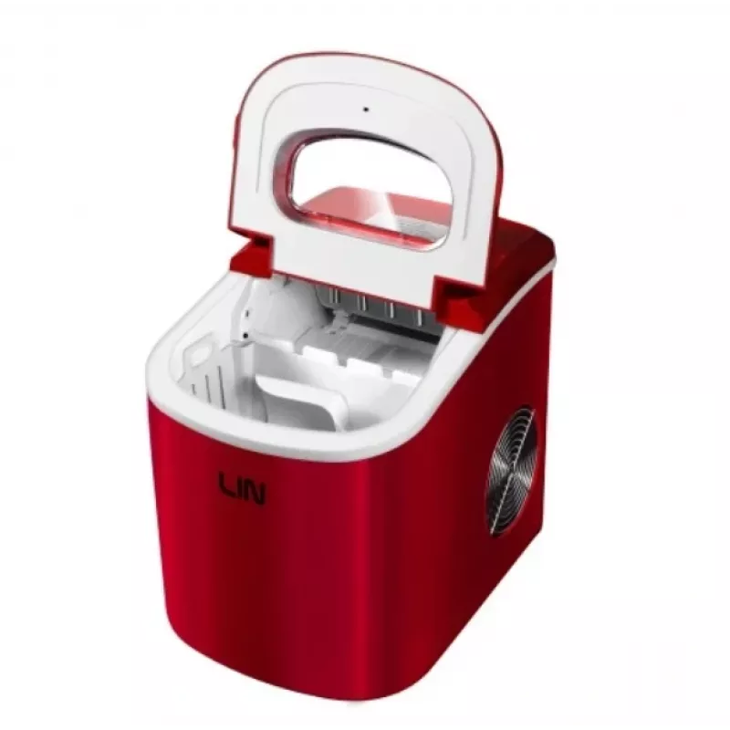 Portatīvais ledus kubiņu gatavotājs LIN ICE PRO-R12 sarkans