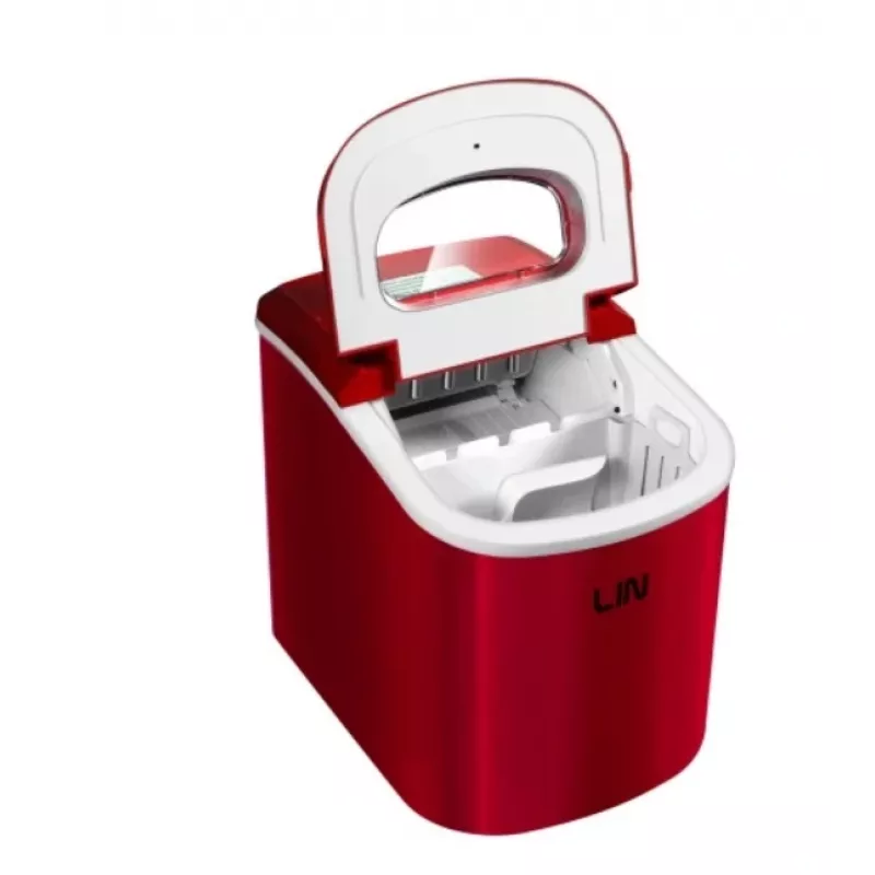 Portatīvais ledus kubiņu gatavotājs LIN ICE PRO-R12 sarkans