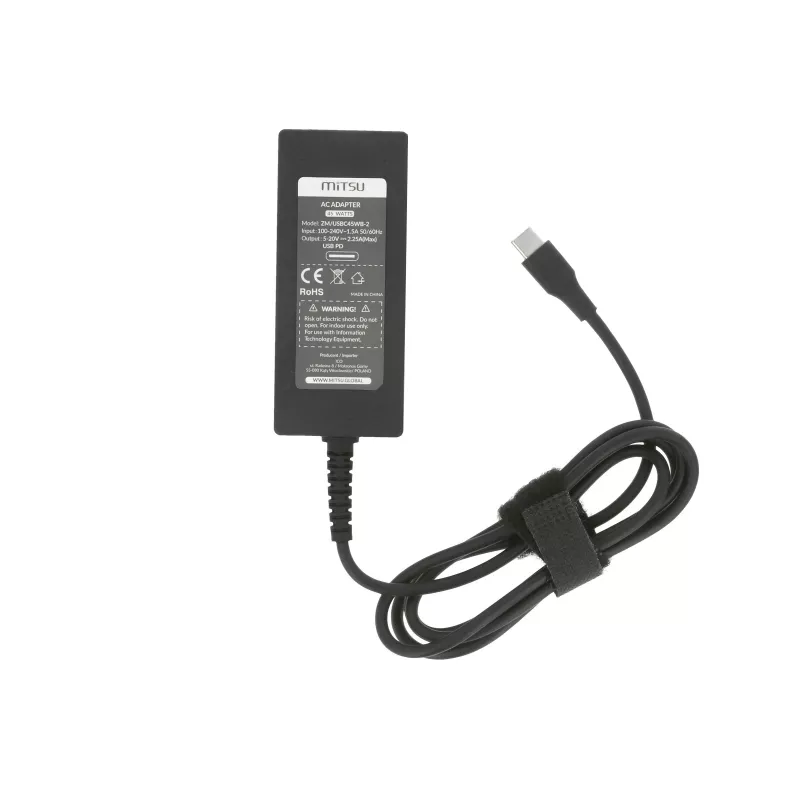 Klēpjdatora lādētājs 45W USB-C 5V-9V-12V-15V/3A, 20V/2.25A PD