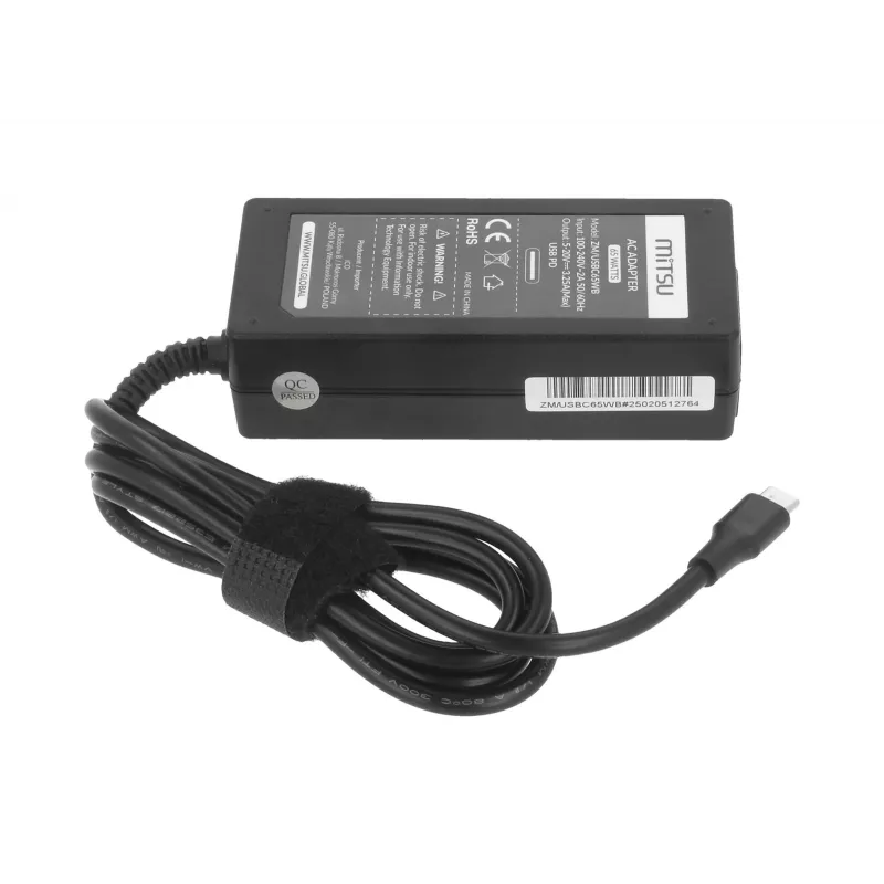 Klēpjdatora lādētājs 65W USB-C 5V-9V-12V-15V-20V/3A, 20V/3.25A PD