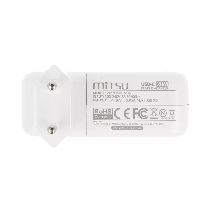 Portatīvā datora lādētājs 61W USB-C 5V-9V-12V-15V-20V-20.3V/3A PD