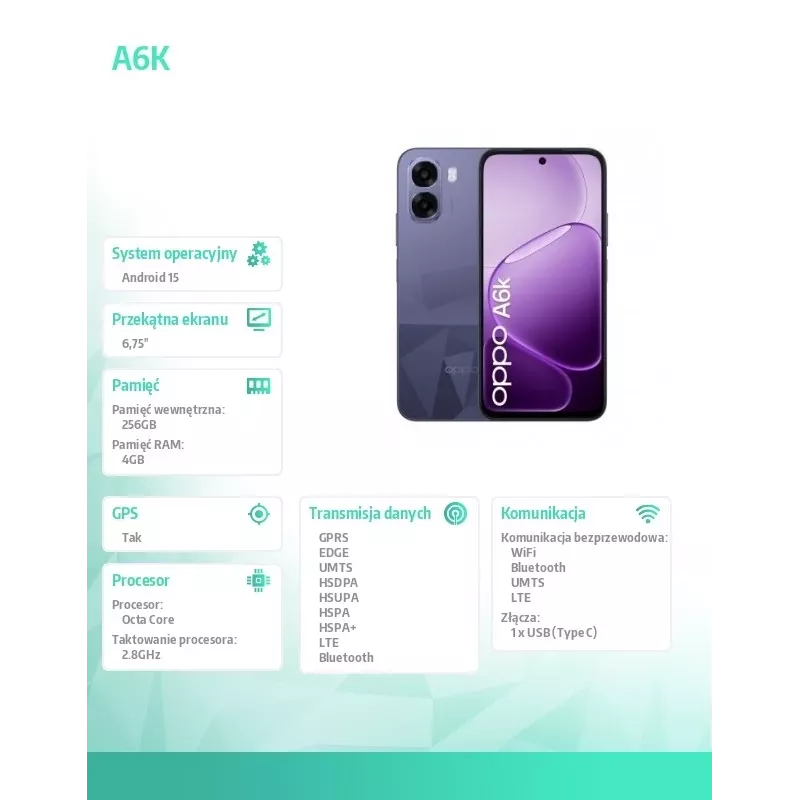Smartphone A6k 4G 4/256GB CPH2891 dark violeta