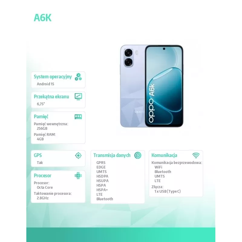 Viedtālrunis A6k 4G 4/256GB CPH2891 gaiši violets
