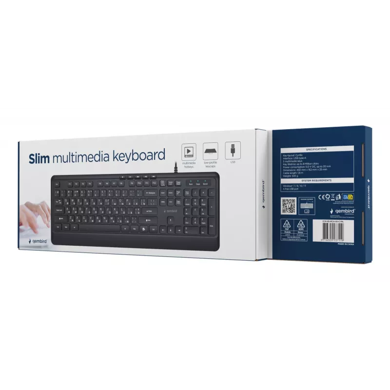 Multivides tastatūra USB CYRILL/Melns KB-MCH-05-CYRL Gembird