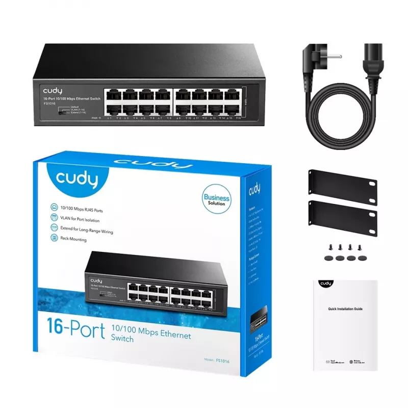 Cudy FS1016 tīkla komutators Fast Ethernet (10/100) melns