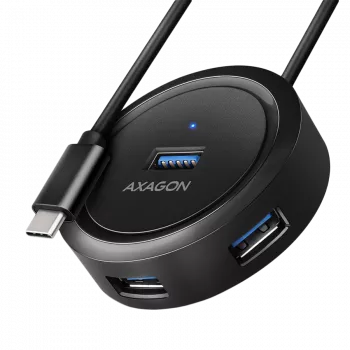 AXAGON HUE-P1C 4x USB 3.2 Gen 1 apaļš centrmezgls 30 cm USB-A kabelis - Kabelis - Digitālie/Datu