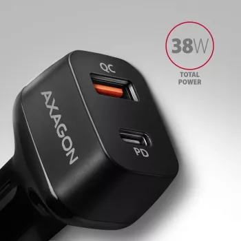 AXAGON PWC-PQ38 38W automašīnas lādētājs 2x ports USB-A+C