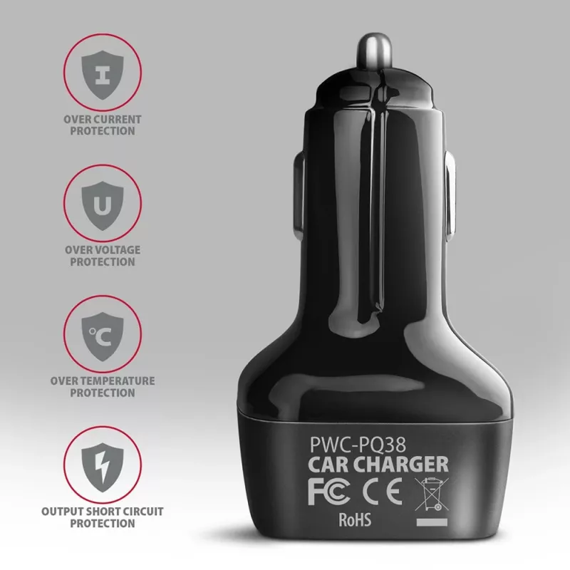 AXAGON PWC-PQ38 38W automašīnas lādētājs 2x ports USB-A+C
