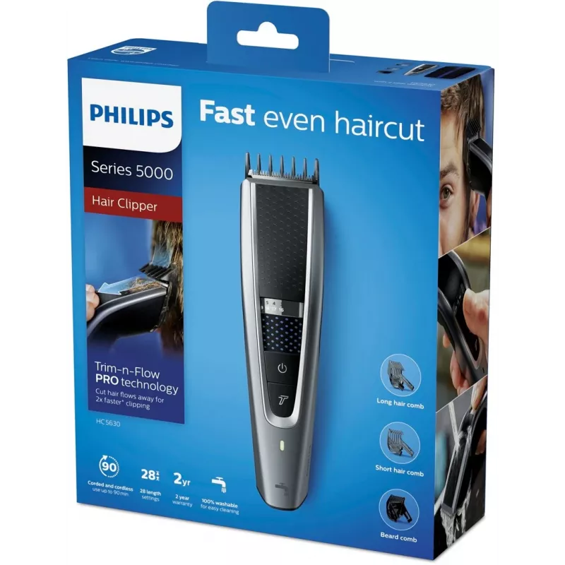Philips HC5630/15 matu griežamā mašīnīte Series 5000, melna/sudrabota