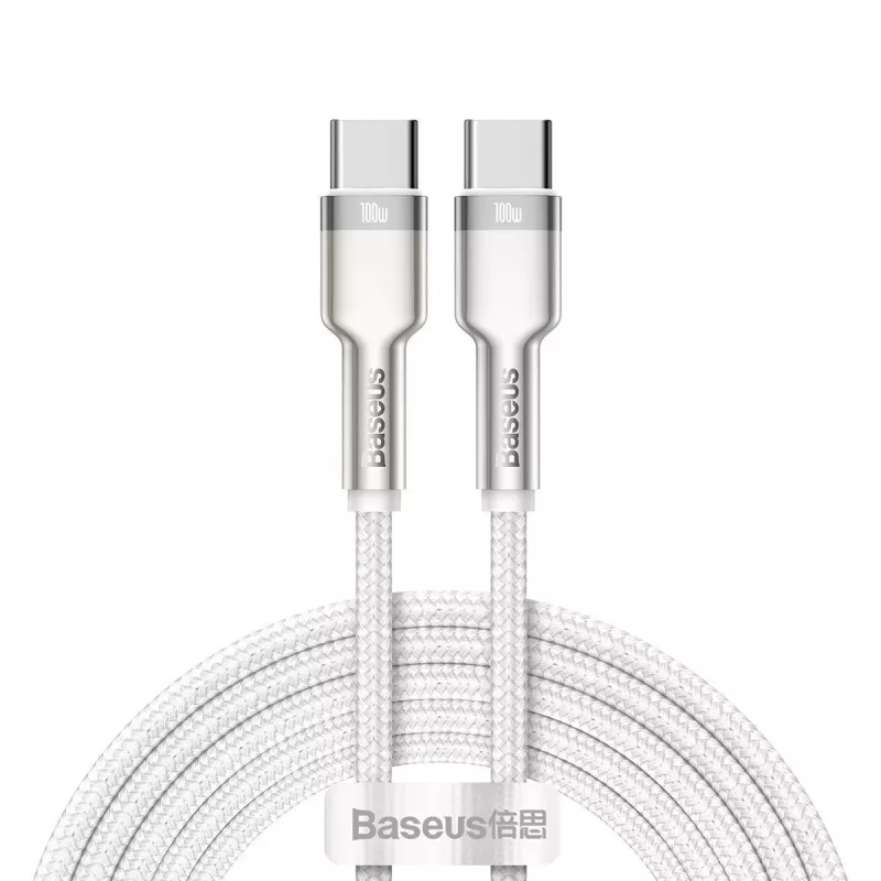 USB-C uz USB-C kabelis Baseus Cafule, 100W, 2m (balts)