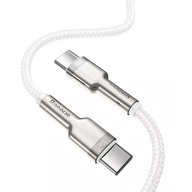 USB-C uz USB-C kabelis Baseus Cafule, 100W, 2m (balts)