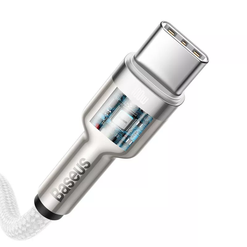 USB-C uz USB-C kabelis Baseus Cafule, 100W, 2m (balts)