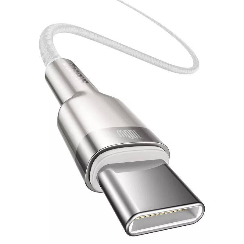 USB-C uz USB-C kabelis Baseus Cafule, 100W, 2m (balts)