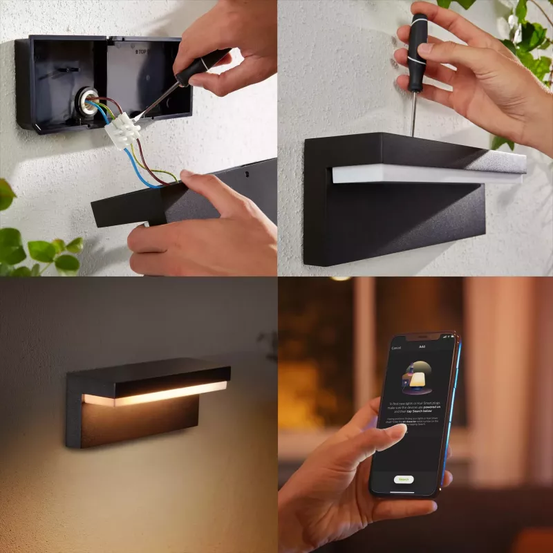 Philips Hue Nyro balta un vēsi balta āra gaisma 1000 lm, melna