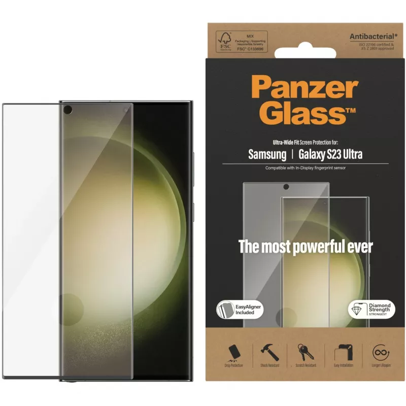 PanzerGlass Ultra-Wide Fit Sam S23 Ultra S918 ekrāna aizsargs 7317 ar aplikatoru