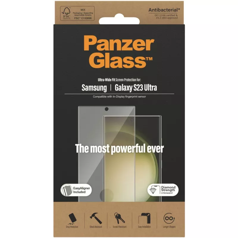PanzerGlass Ultra-Wide Fit Sam S23 Ultra S918 ekrāna aizsargs 7317 ar aplikatoru