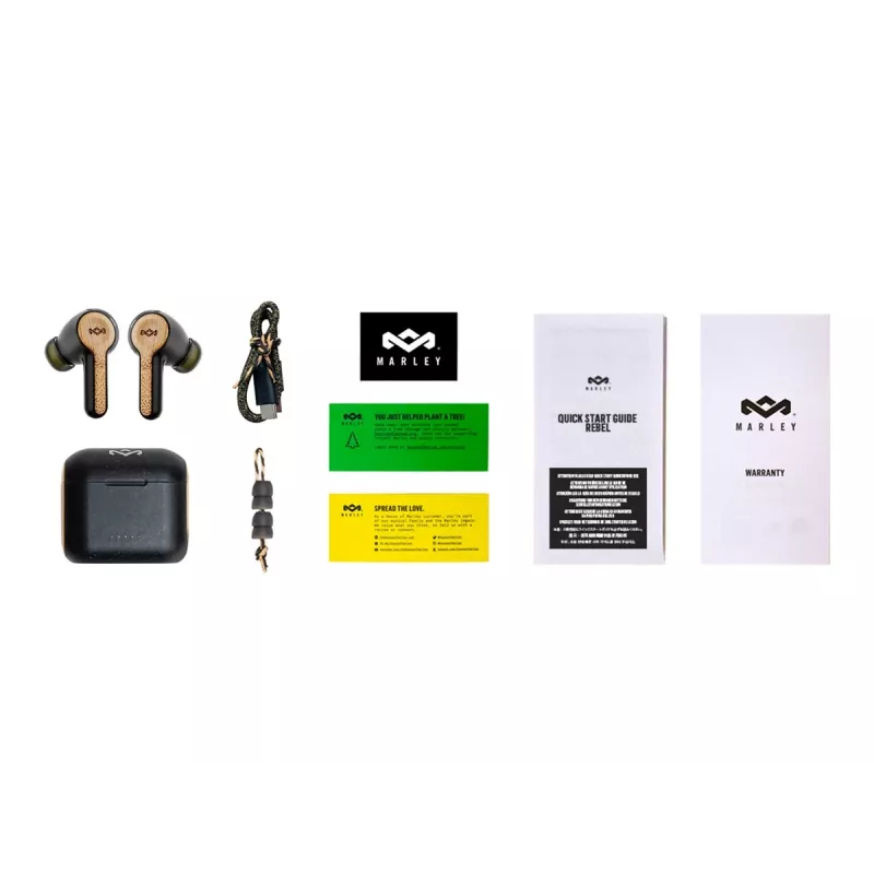 Marley Rebel True Earbuds iebūvēts mikrofons, ievietojamās, bezvadu, Signature Melns
