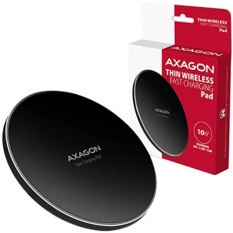 AXAGON WDC-P10T plāns bezvadu ātrās uzlādes paliktnis, Qi 5/7,5/10 W, micro USB