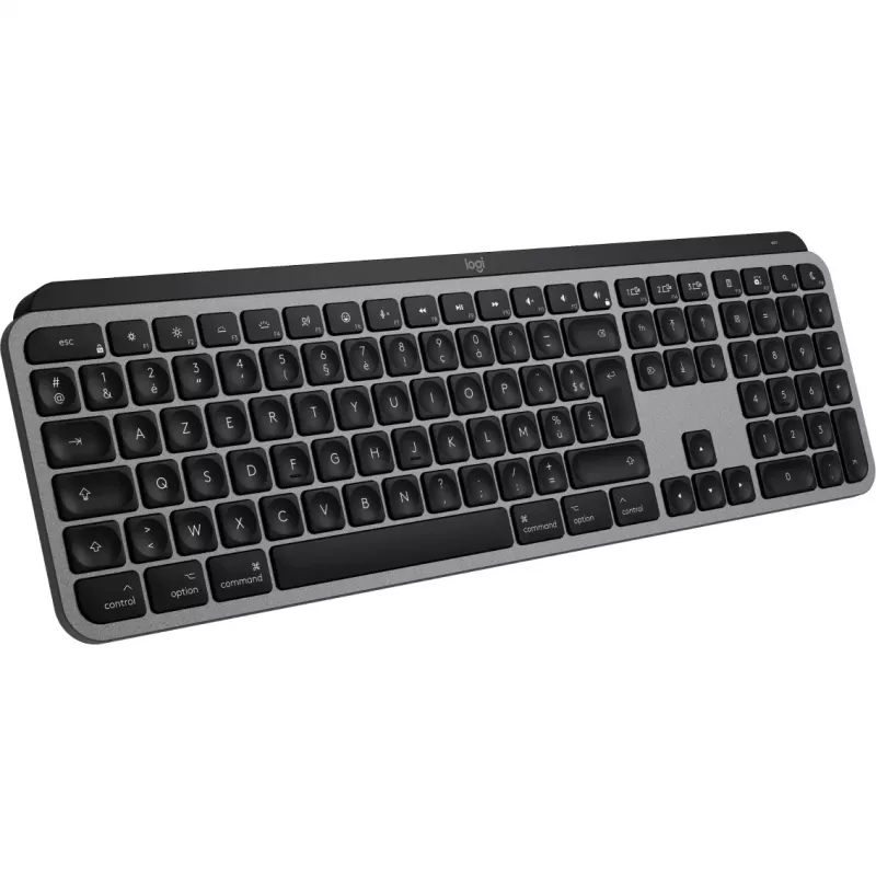 Logitech Master Series MX Keys S for Mac - tastatūra - pilna izmēra - fona apgaismojums - bezvadu - Bluetooth LE - AZERTY - franču - Space-Grey (920-011625)