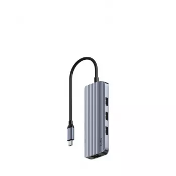 Cudy UH606 saskarnes centrmezgls USB 3.2 Gen 1 (3.1 Gen 1) Type-C 5000 Mbit/s Pelēks, Sudraba