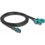 DeLOCK 90118 koaksiālais kabelis 1 m Mini FAKRA Z 4 x FAKRA Z Melns - Zils (90118)